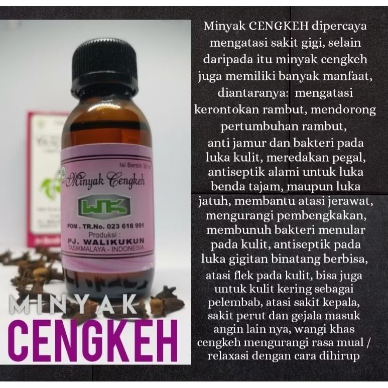Minyak Cengkeh Walikukun Original 30 Ml | Minyak Cengkeh Herbal Walikukun | Minyak Cengkeh Walikukun