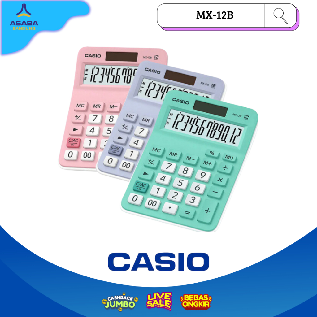 

Asaba Bandung - CASIO MX-12B / Kalkulator Toko Dagang -/ Calculator Full Color / Kalkulator Warna / Kalkulator 12 digit