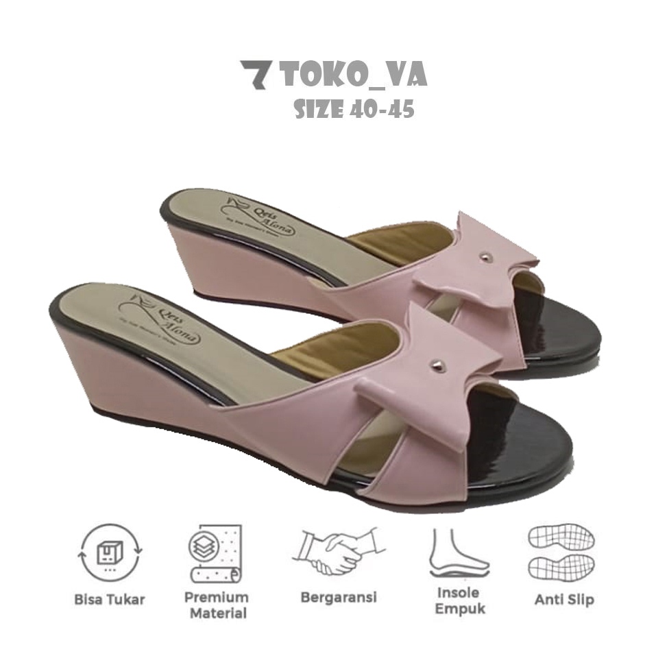 Sandal Wedges Pesta Wanita Ukuran Jumbo Besar | No 40 41 42 43 44 45 | Sendal Kondangan Ibu-Ibu Wede