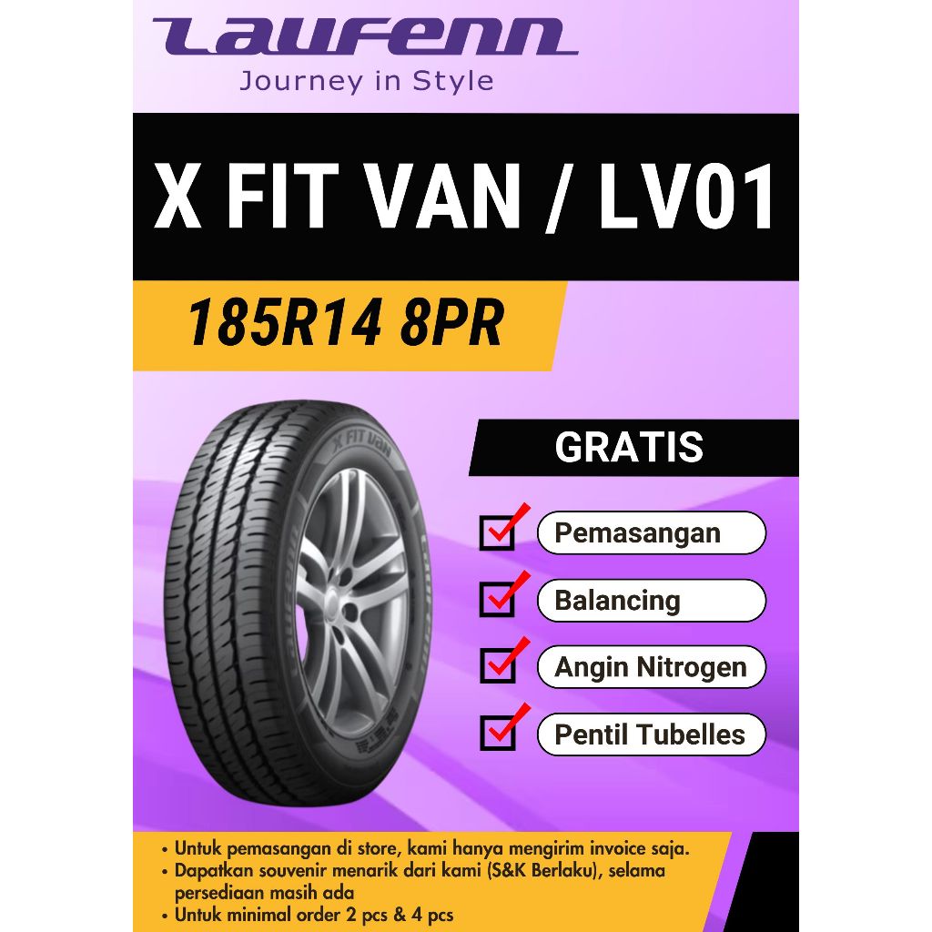 Ban mobil Laufenn 185R14 8PR X FIT VAN+, 185-14, 185/14, 185 R14, 185SR14, 185 SR14 (untuk muatan/pi