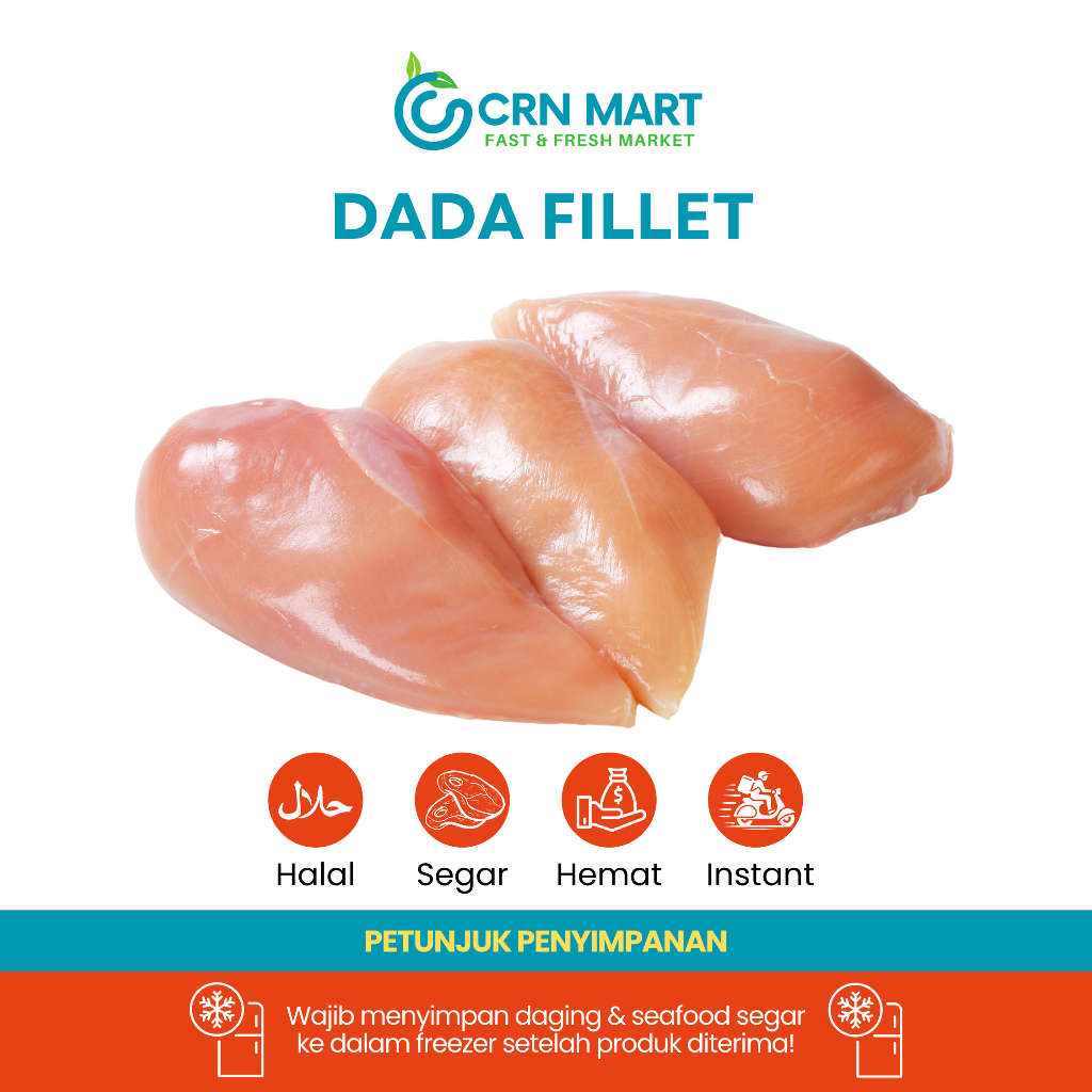 

CRN MART - Dada Ayam Fillet Segar/Ayam Fillet Non Frozen Bersih Tanpa Tulang dan Kulit