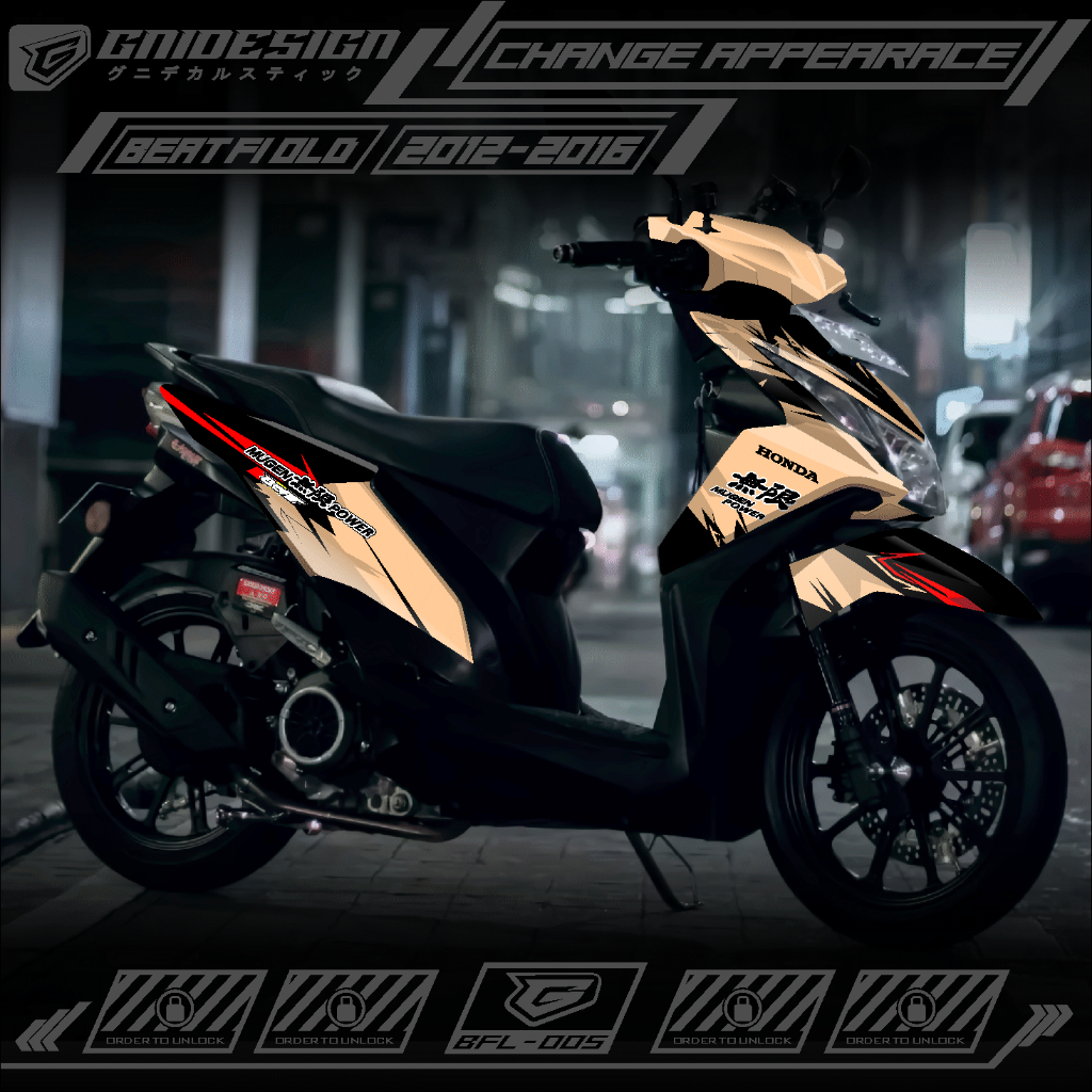 (PROMO) TERBARU Decal Sticker Honda Beat FI Lama 2013 2014 2015 2016 Full body - Stiker Skotlet Modi