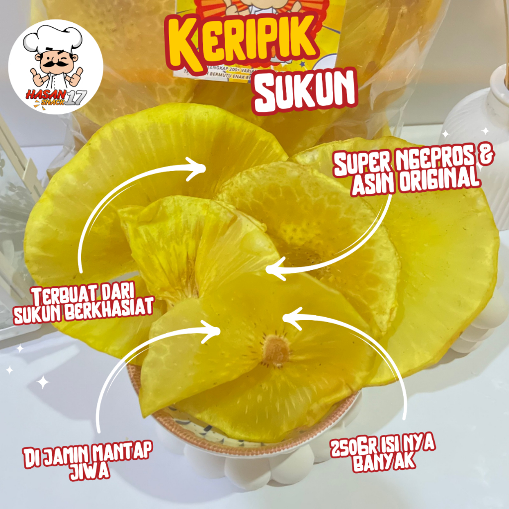 

KERIPIK SUKUN 250 GRAM / GRATIS ONGKIR BISA COD/ SUPER RENYAH KRIUK ENAK LEZAT / CEMILAN SNACK / MAKANAN RINGAN / HASAN SNACK 17