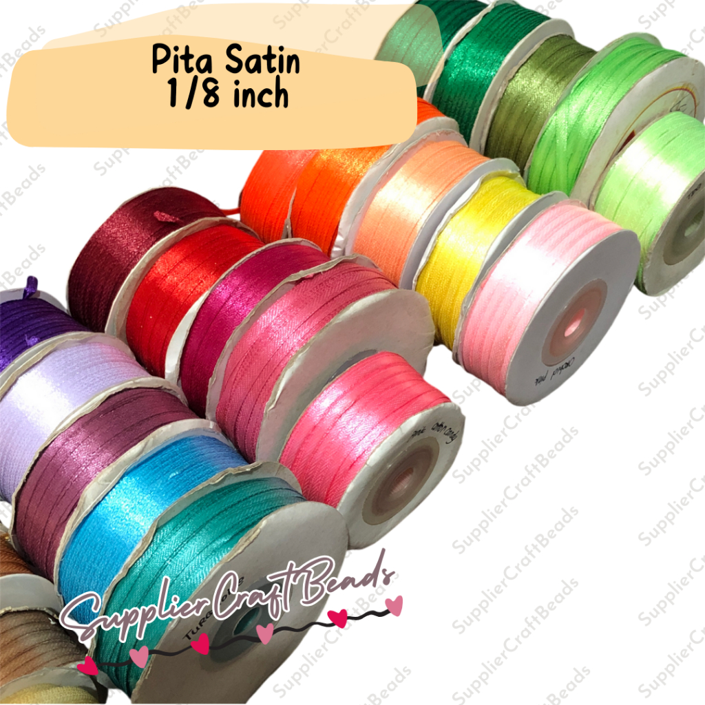 

Pita Satin Taiwan 1/8" ( 0,3 cm ) / 1 roll = 80 Yard PITA SATIN 3mm 1/8 inch Pita Hampers Pita Dekorasi Pita Bouquet Craft 3mm