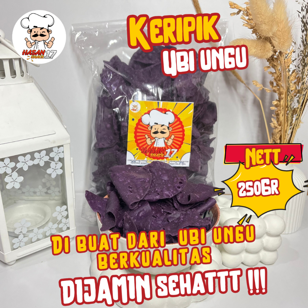 

KERIPIK UBI UNGU MANIS 250GRAM /GRATIS ONGKIR BISA COD / KRIPIK SUPER RENYAH KRIUK ENAK LEZAT / CEMILAN SNACK / MAKANAN RINGAN / HASAN SNACK 17