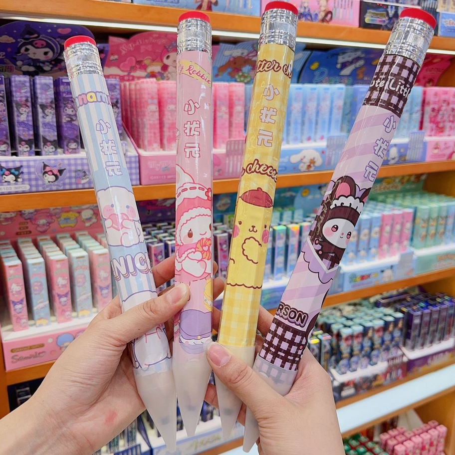

MEGA DISKON 33 CM PENSIL HB JUMBO SANRIO PENSIL BESAR 1PCS CINNAMOROL KUROMI MELODY POCHA