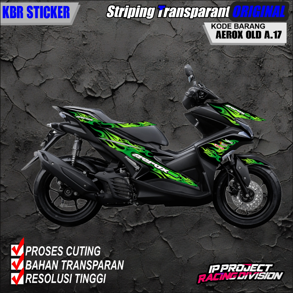 (COD)STRIPING ORIGINAL MOTOR YAMAHA AEROX 155 OLD 2016-2020 DESAIN RACING HOLOGRAM DAN TRANSPARAN