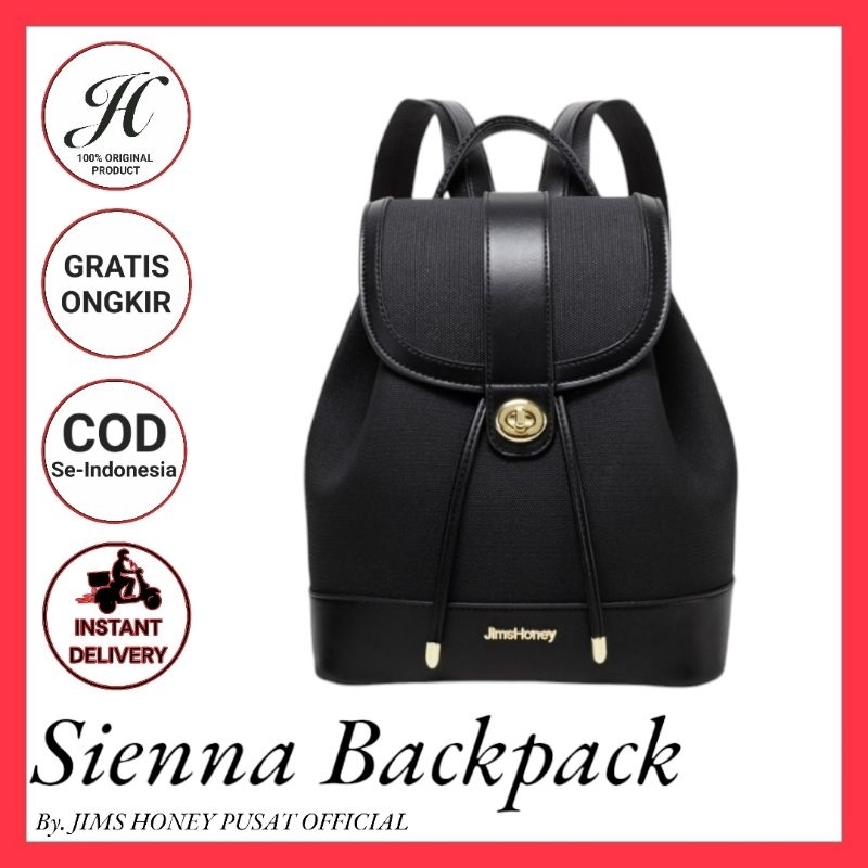 Ransel Wanita JIMSHONEY Sienna Backpack Bag Jims honey - Tas Punggung Serut Canvas Murah Kulit