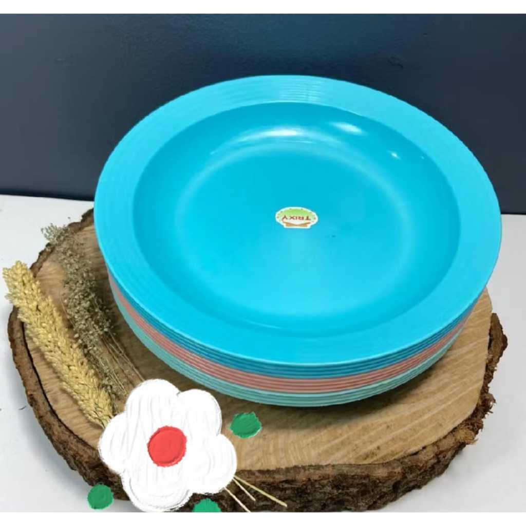 1 lusin piring plastik ukuran 9 / Piring makan plastik/ Piring murah