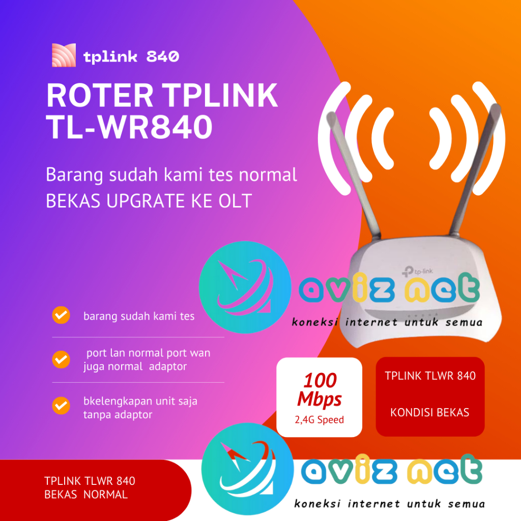 TP-LINK TL WR840N KUALITAS BAGUS BEKAS UPGRADE OLT