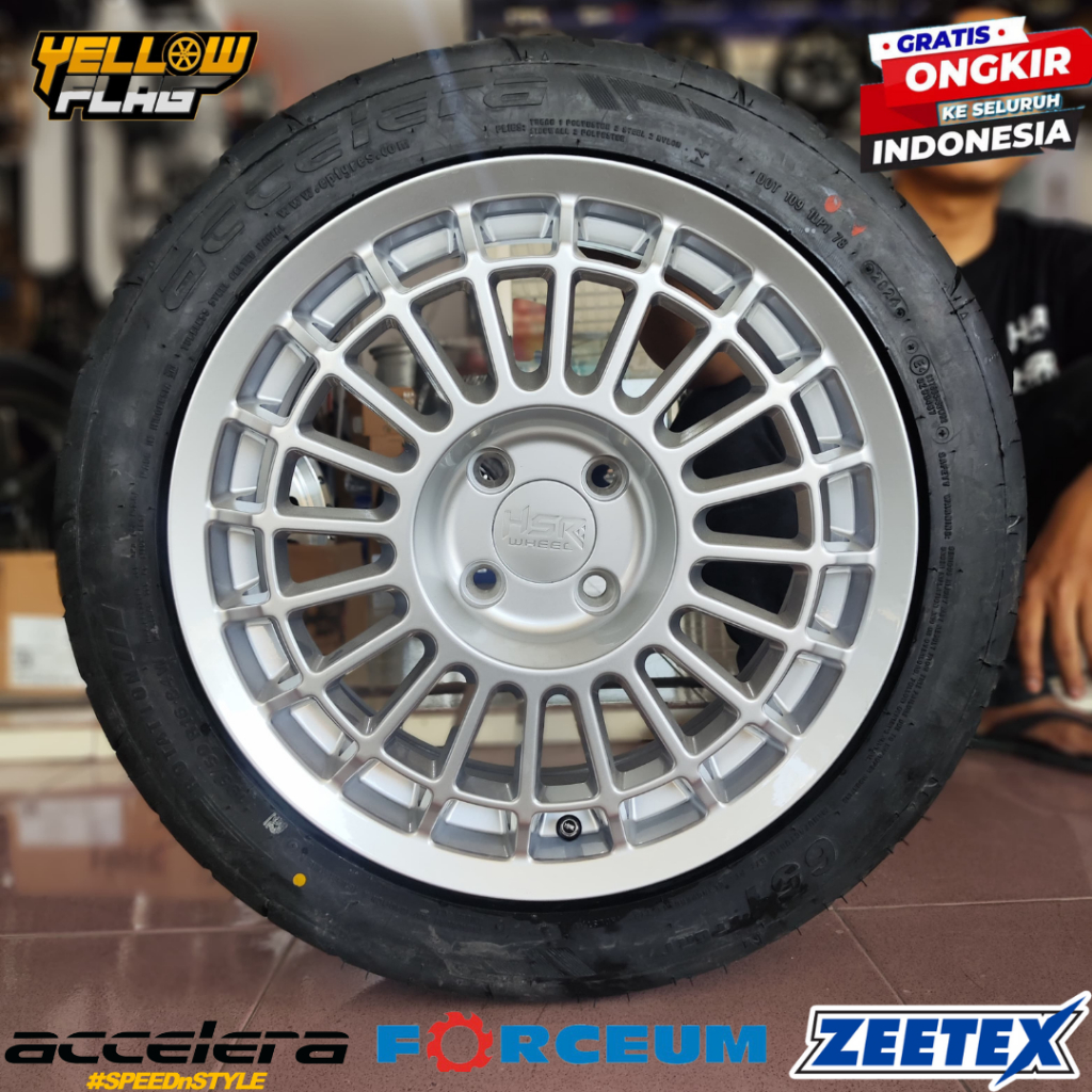Velg rally R15 x 6,5 rata hsr futbuls pcd 4x100 et42 hyper silver pelek original ring 15