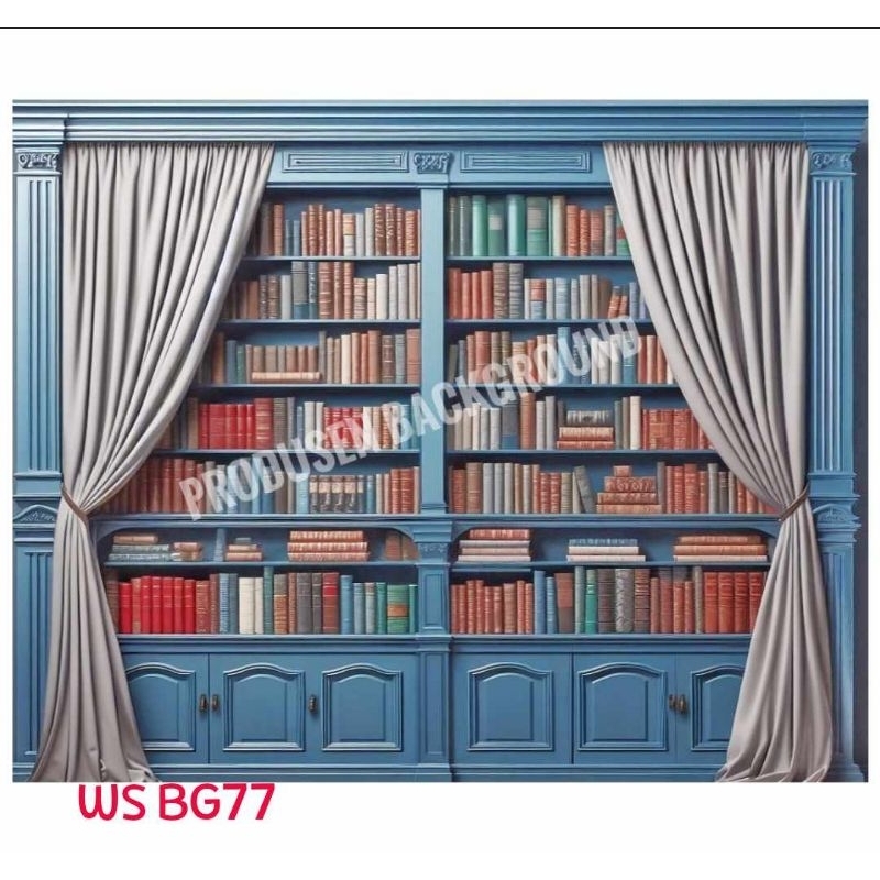 READY COD Kain 3x2,5m Background Wisuda Latar Rak Buku Studio Foto Kode WS BG77AF