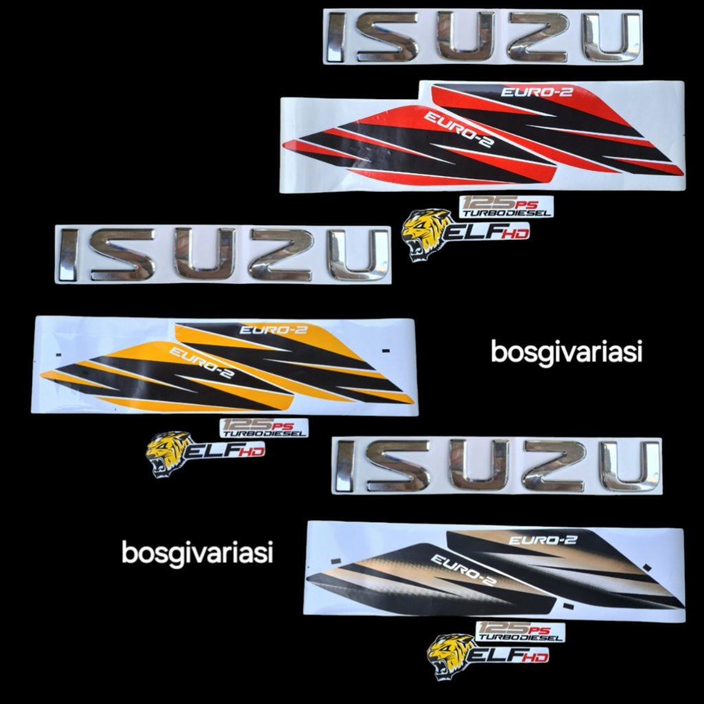 stiker emblem isuzu elf nkr 71 macan / stiker isuzu elf 125ps macan elf / stiker isuzu elf nkr nhr 5