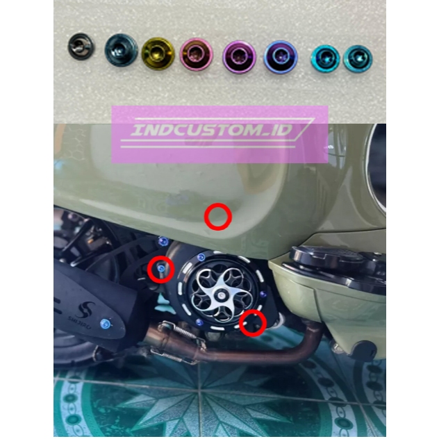 baut titanium cover fan tutup kipas vespa matic sprint primavera lx s