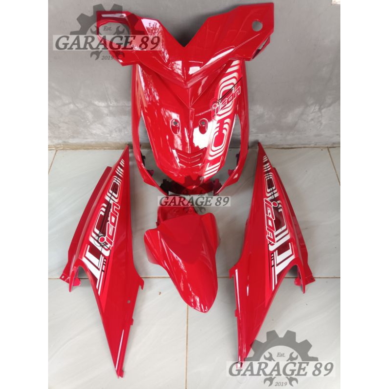 Cover body ful bodi halus Alus Honda beat karbu warna merah cabe plus striping icon cyber tahun 2008