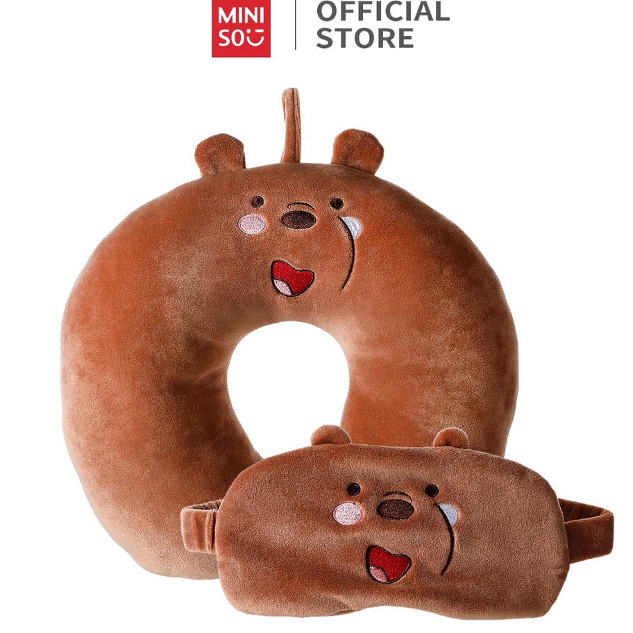 EXTRA DISKON MINISO Bantal Leher Travel Masker Mata Tidur We bare Bears Bantal Leher Dewasa Bantal L