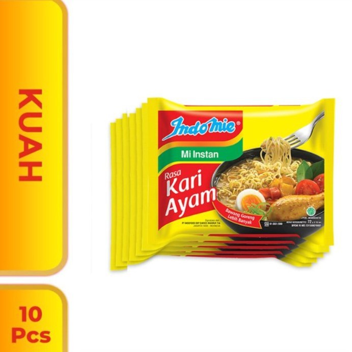 

[ 10 PCS ] Indomie Mi Instan Rasa Kari Ayam 72gr
