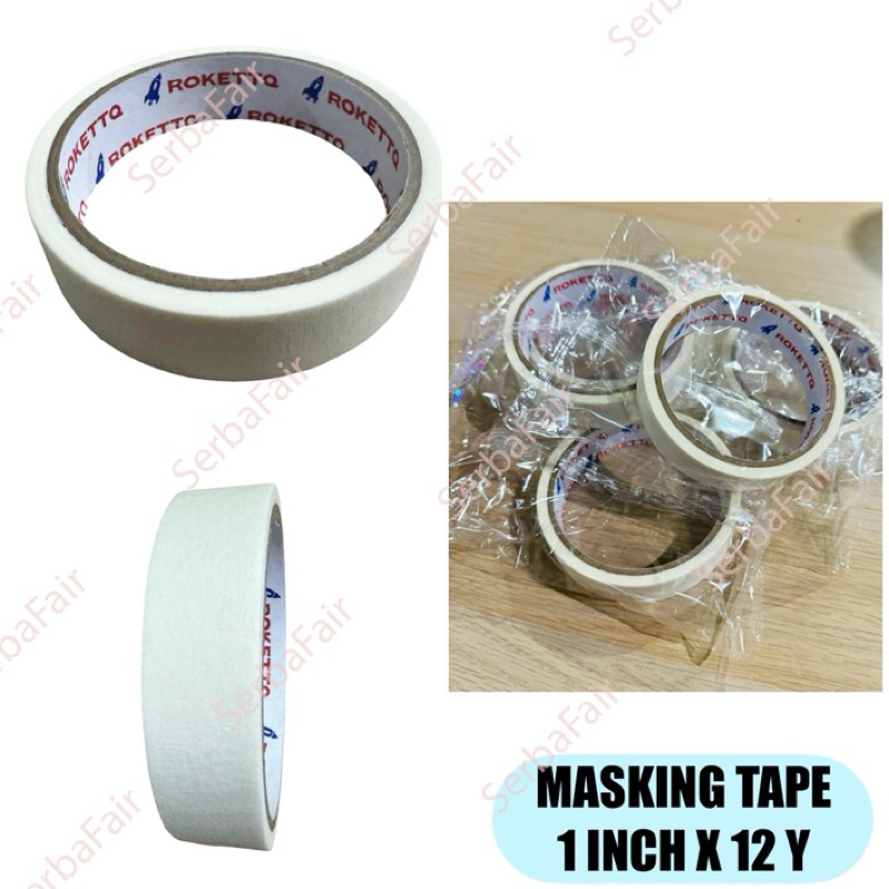 

Masking Tape ROKETT 1 Inch x 12 Yards / Lakban Kertas TOP TERMURAH