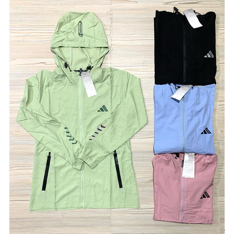 JAKET MICRO ADIDAS WANITA LADIES LENGAN PANJANG TOPI KUPLUK IMPORT RUNNING HIJAU MUDA HITAM BIRU PIN