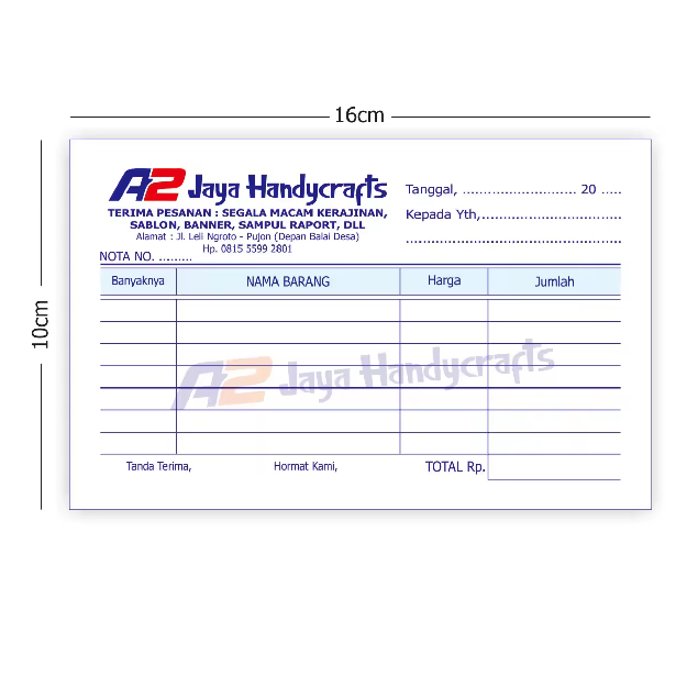 

PAKET NOTA 1 BUKU ISI 100 LEMBAR CUSTOM 1 2 3 RANGKAP / PLY RB9