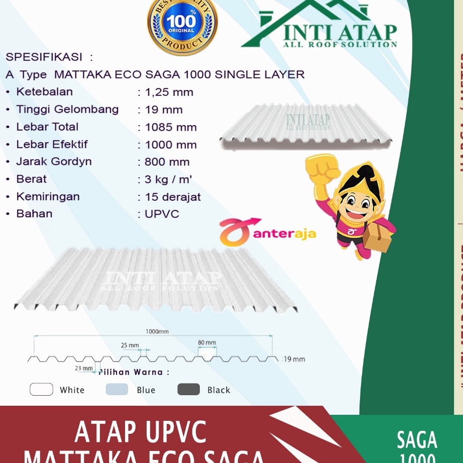 ATAP UPVC MATTAKA ECO SAGA SINGLE LAYER