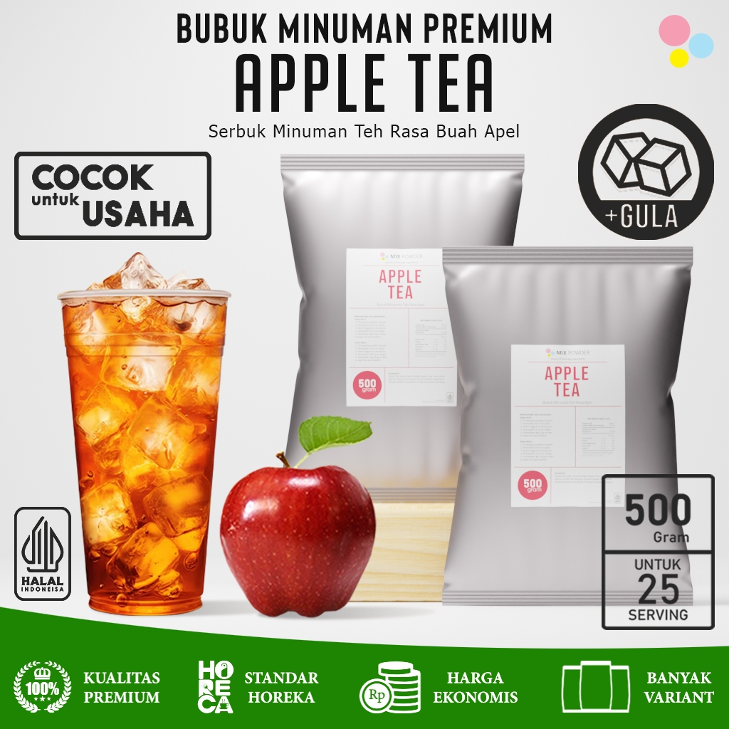 

Bubuk Minuman Rasa Apple Tea Powder Teh Apel Serbuk Minuman Rasa Kekinian Premium 500 Gram