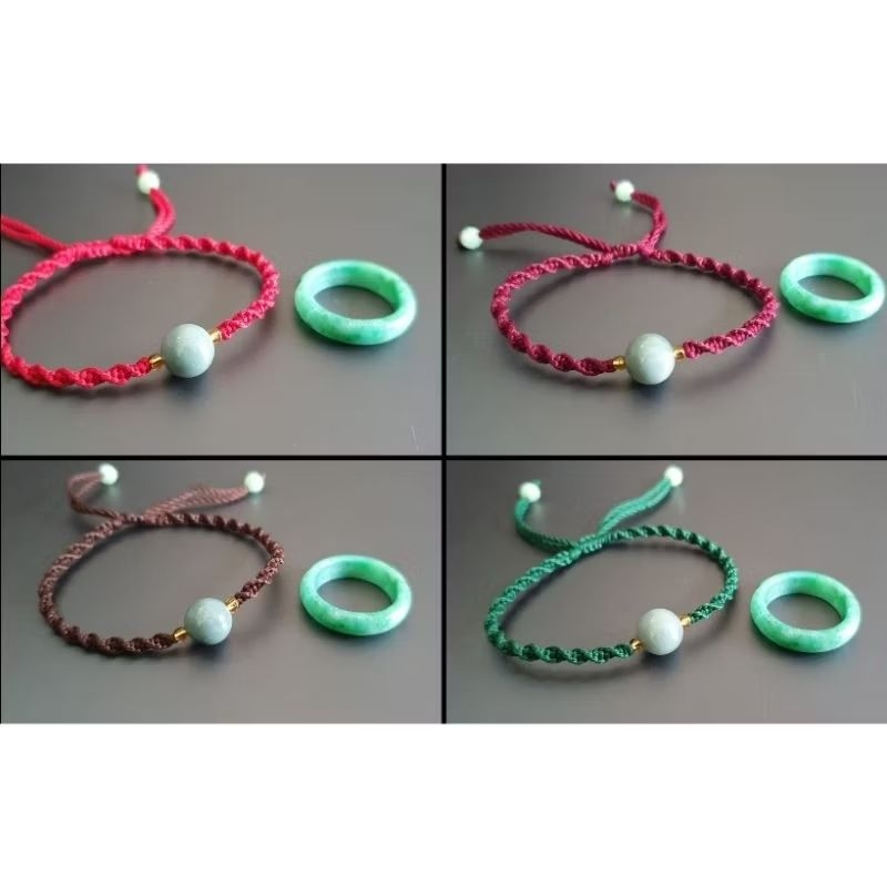 Satu set cincin giok dan gelang giok tali