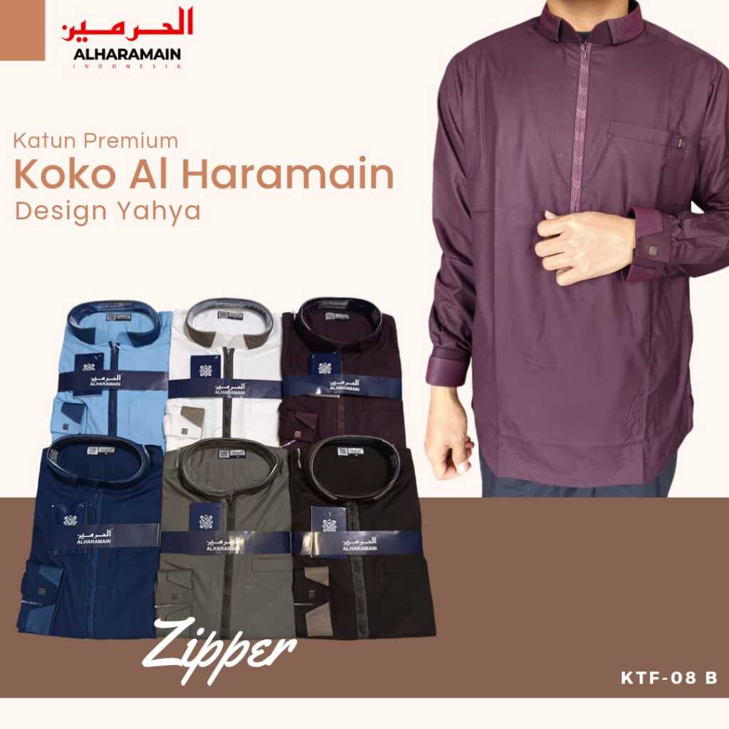 BAJU KOKO AL HARAMAIN KATUN KANCING RESLETING LENGAN PAJANG MANSET