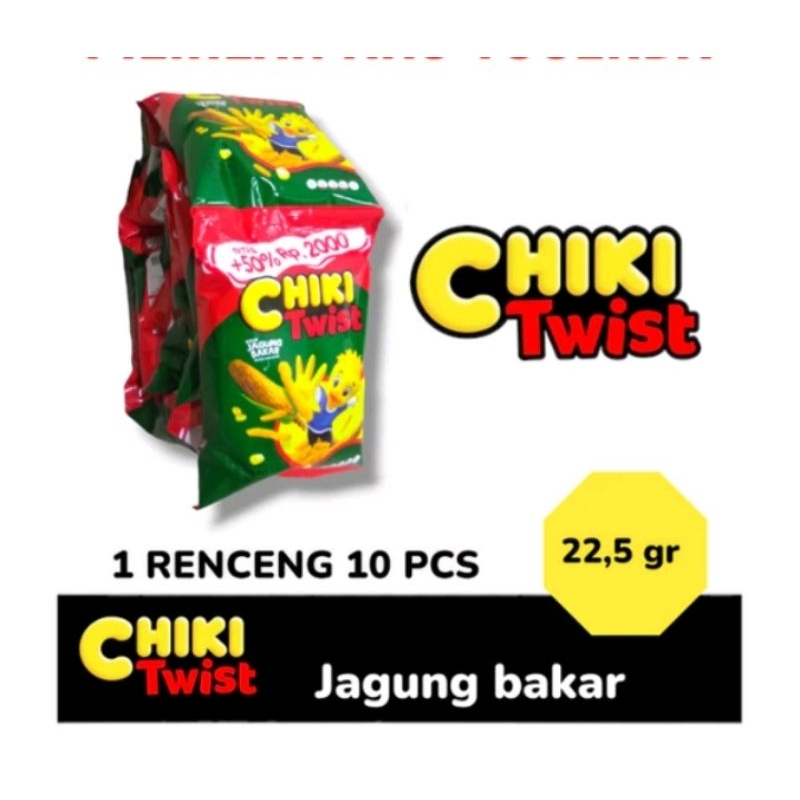 

Snack Chiki Twist rasa jagung bakar 1 renceng isi 10 sachet