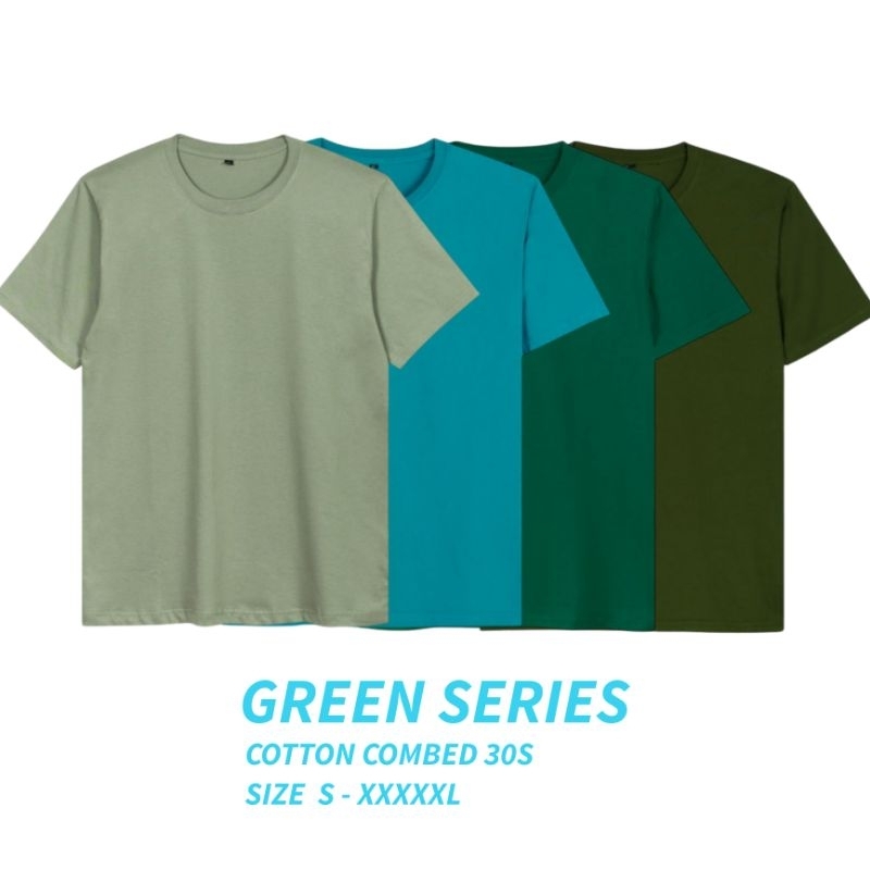 Kaos Hijau Army Hijau Botol Tosca Sage Green Pria Wanita Lengan Pendek Polos Cotton Combed 30s Jumbo