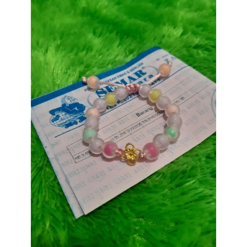 Gelang Tali Rainbow Anak// Dewasa Emas Bunga Dop 0,2gram 10karat semar nusantara