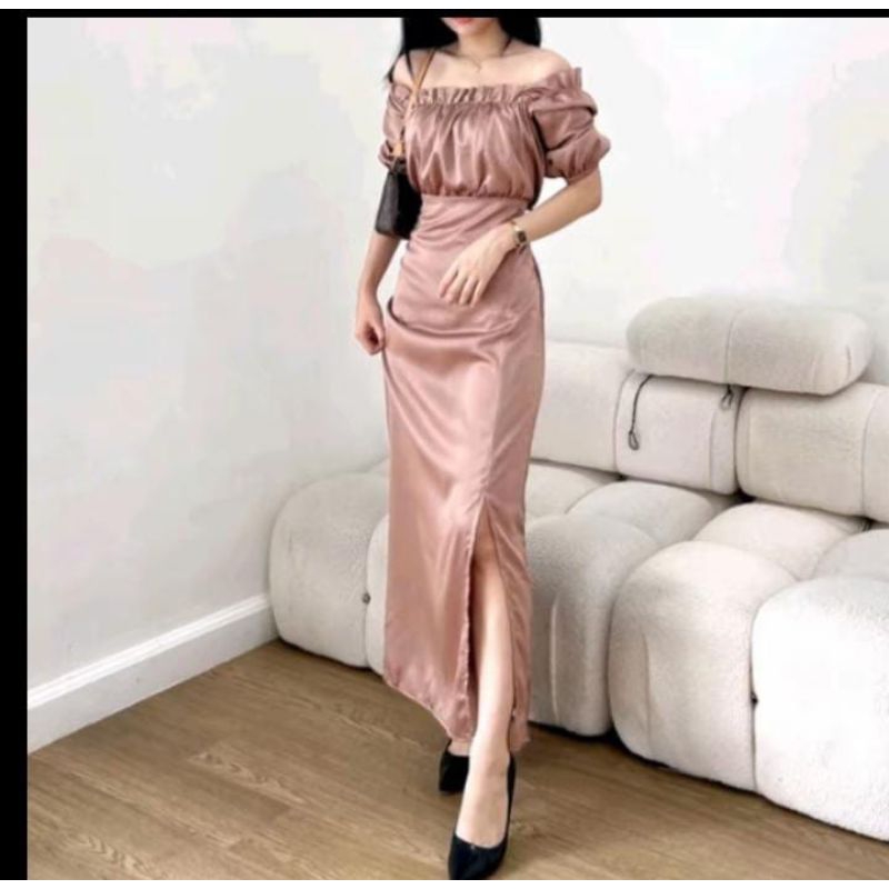 Dela Dress Korean Style/Long Dress Korean Style/Dress Pesta Terbaru