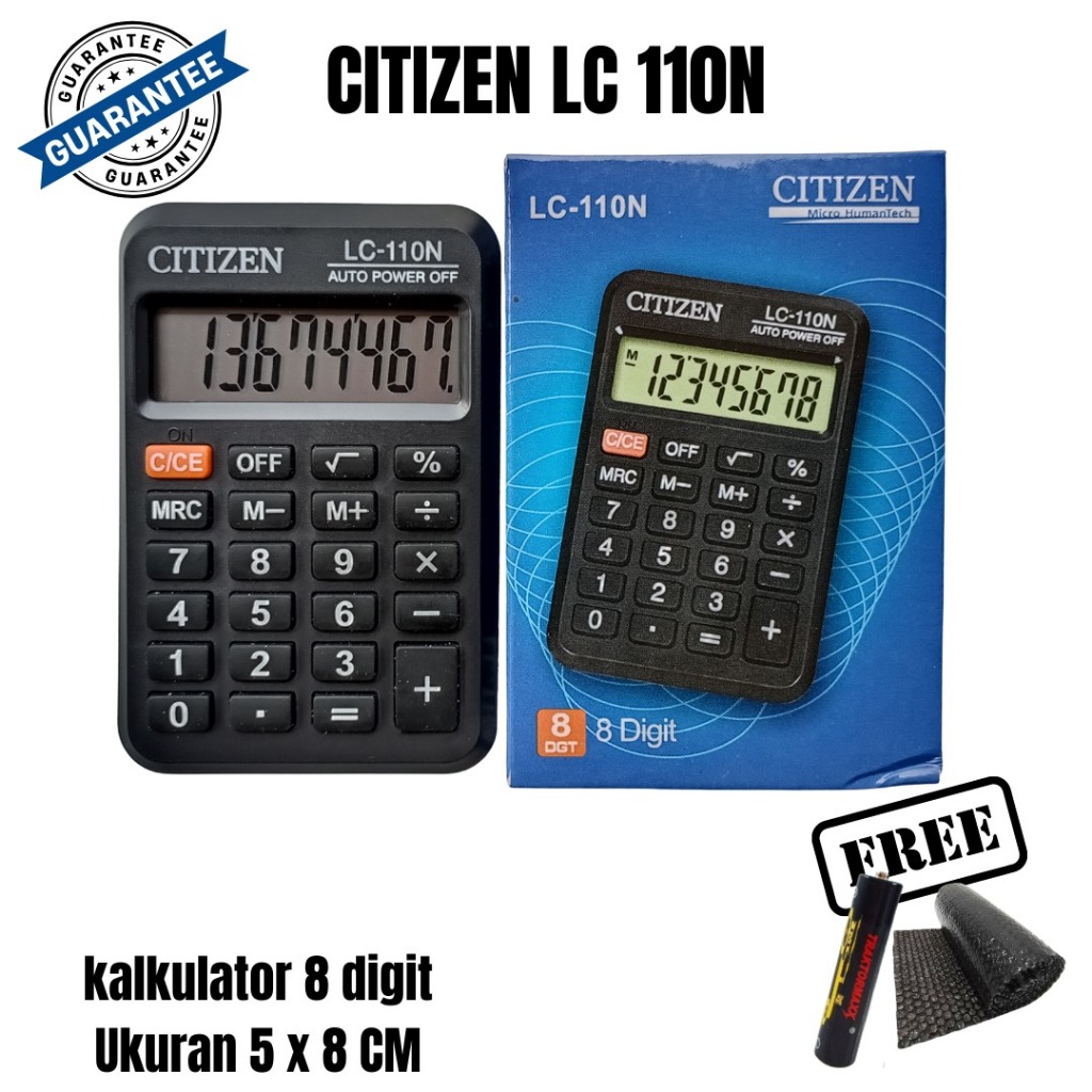 

Kalkulator LC 110 N Ukuran Kecil Mini Saku 8 Digit Power Baterai Sekolah Basic