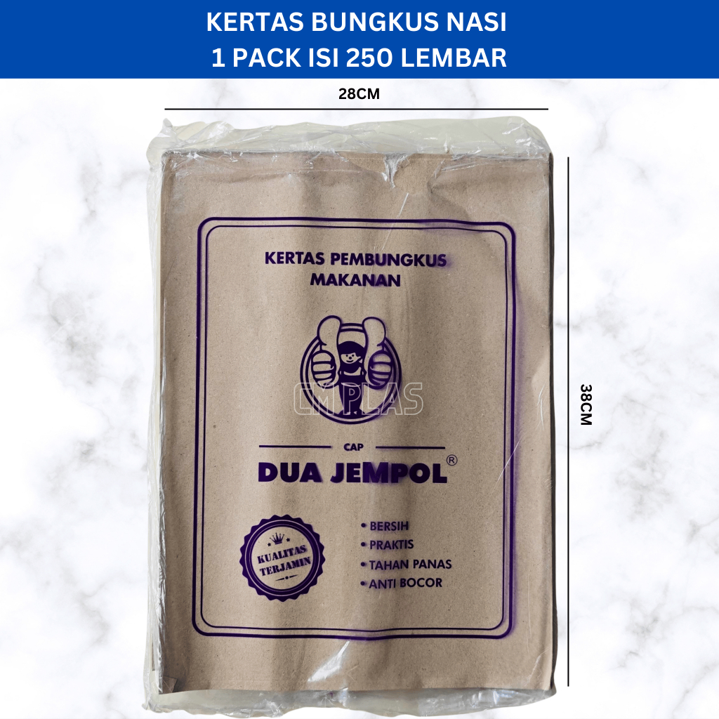 Kertas Nasi / Pembungkus Nasi Coklat Laminasi Dua Jempol 28x38