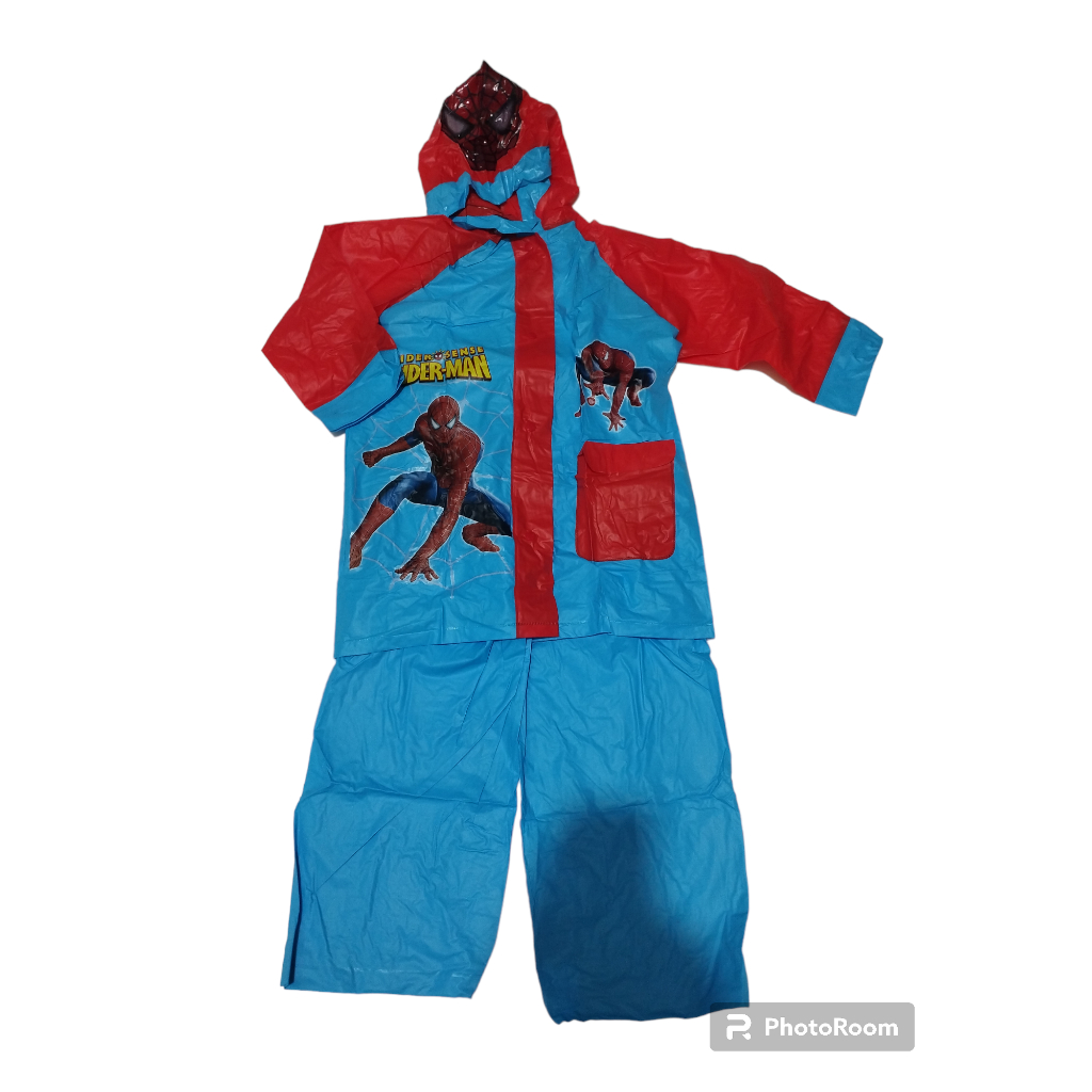 JAS HUJAN SETELAN JAKET CELANA ANAK MOTIF KARAKTER KARTUN LUCU SPIDERMAN