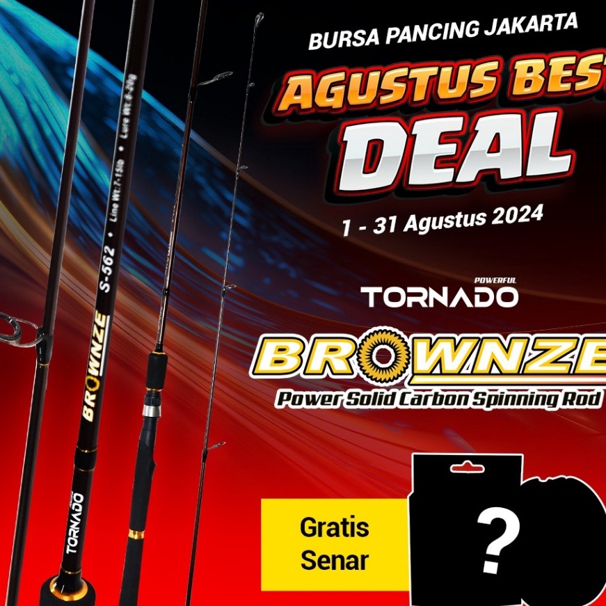 KF7 GRATIS SENAR Joran Spinning Tornado Brownze II 168CM  18CM Sambung 2 Carbon Solid Cocok Untuk Ko