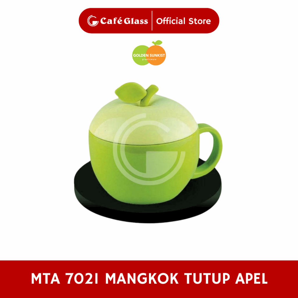 Gelas Plastik Tutup - Cangkir Mug Apel Hijau Lucu - Melamin Golden Sunkist