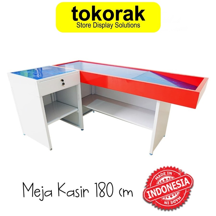 MEJA KASIR + LACI 180CM SUPERMARKET MINIMARKET TOKO MURAH