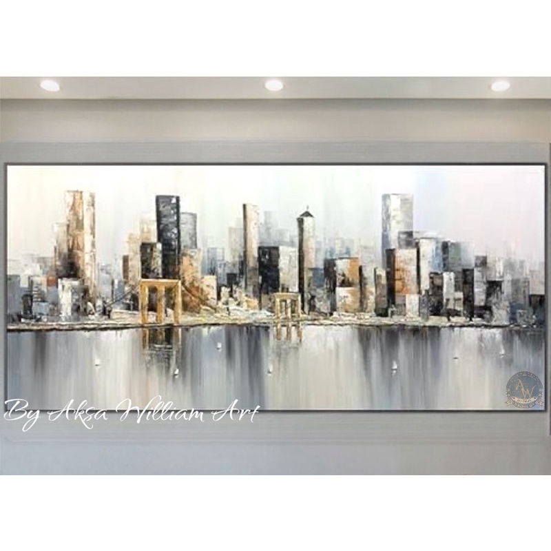 

lukisan tekstur abstrak modern art city