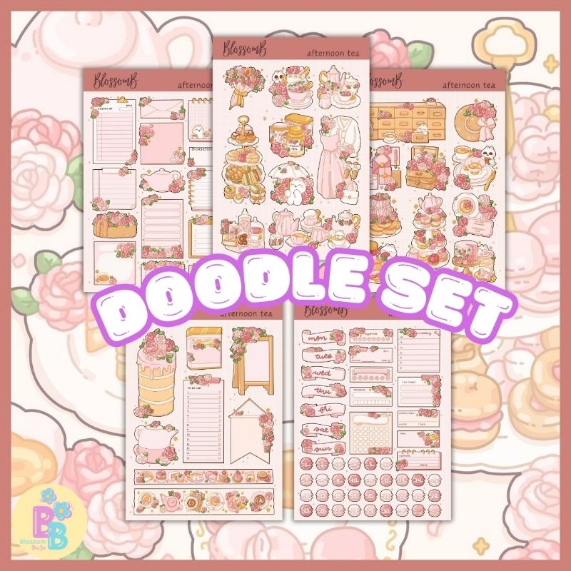 

BlossomB - afternoon tea doodle set Hand drawing sticker sheet / waterproof sticker / sticker deco / sticker vinyl aesthetic / handmade sticker / sticker tumblr / stiker anti air / sticker buku journal / sticker HP laptop