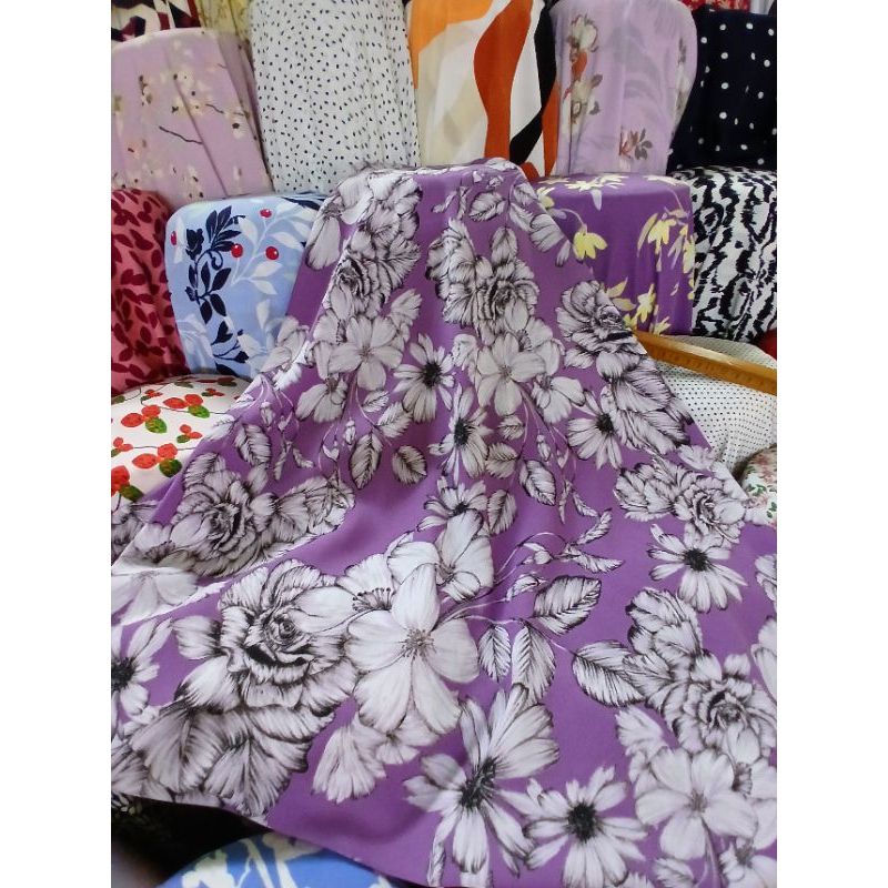 Kain/Bahan zara crepe//Kain zara crepe motif polkadot//Bahan zara crepe meteran