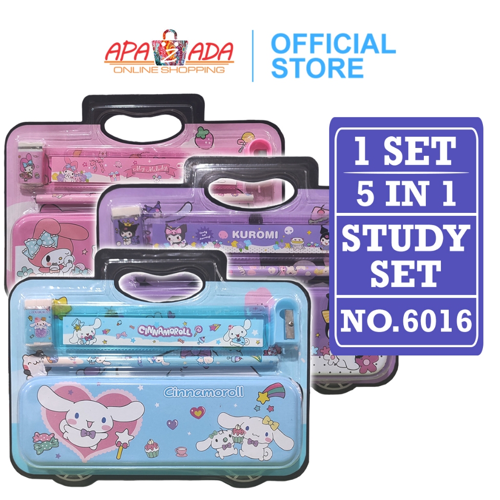 

Apazada - Paket Alat Tulis Set 5 in 1 Karakter Sanrio / Stationery Set Untuk Hadiah Anak Sekolah / Alat Tulis Set Kotak Pensil Rautan Penghapus Penggaris
