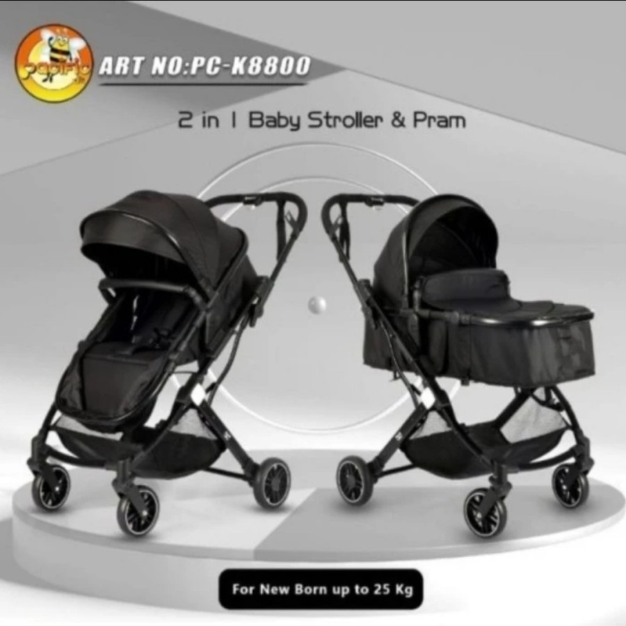 Makassar! Stroller Tidur Kasur Bayi Pasific Exotic PC K8800 K 8800 2 in 1 Kereta Dorong/Keranjang Ba