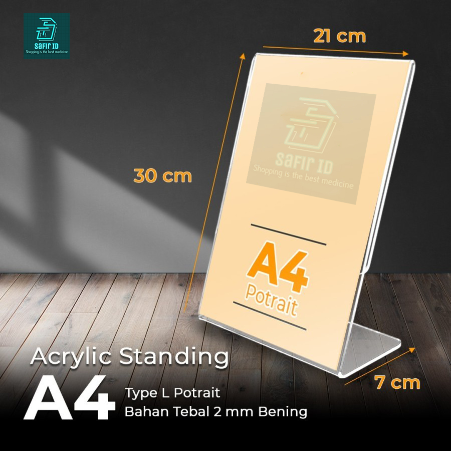 

Akrilik / Acrylic Tempat Brosur / Stand Kode QR / Tent Card / Display A4 Type L Series