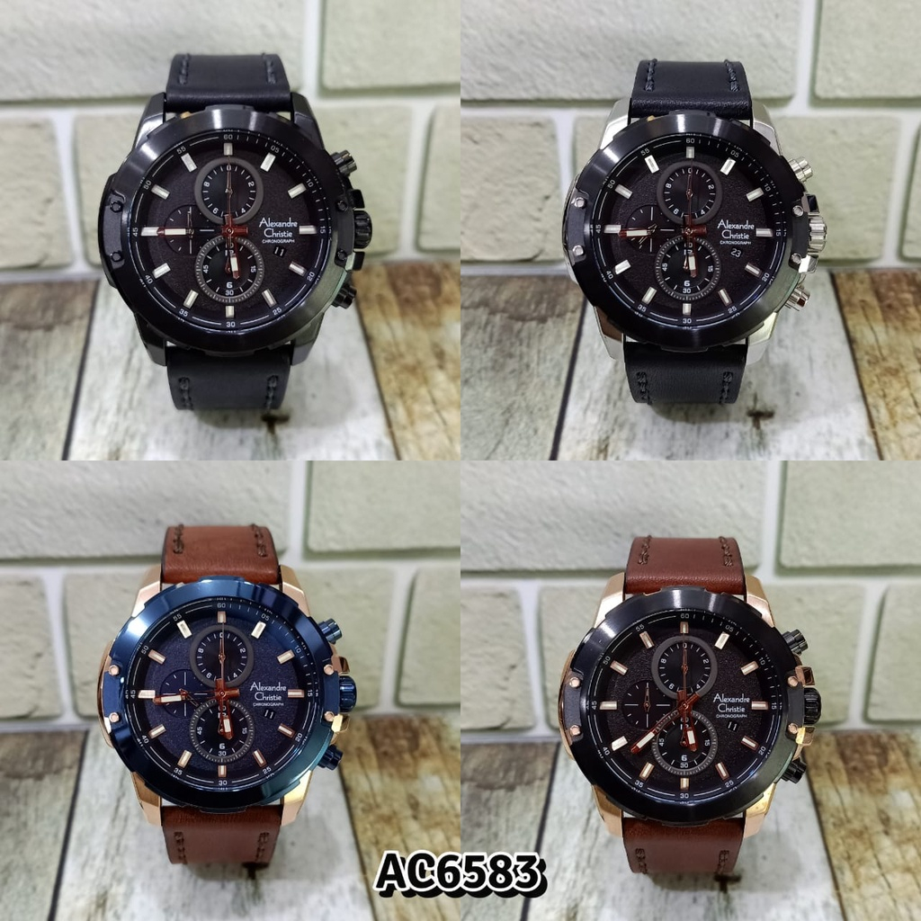 Jam Tangan Pria Alexander Christie AC6583 AC 6583  Garansi Resmi Kulit