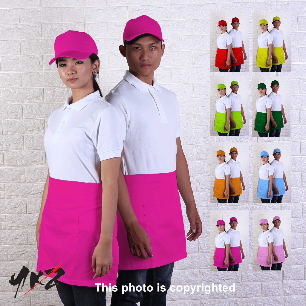 celemek setengah badan, celemek masak, apron masak ,celemek waiters,apron pinggang setengah badan, a