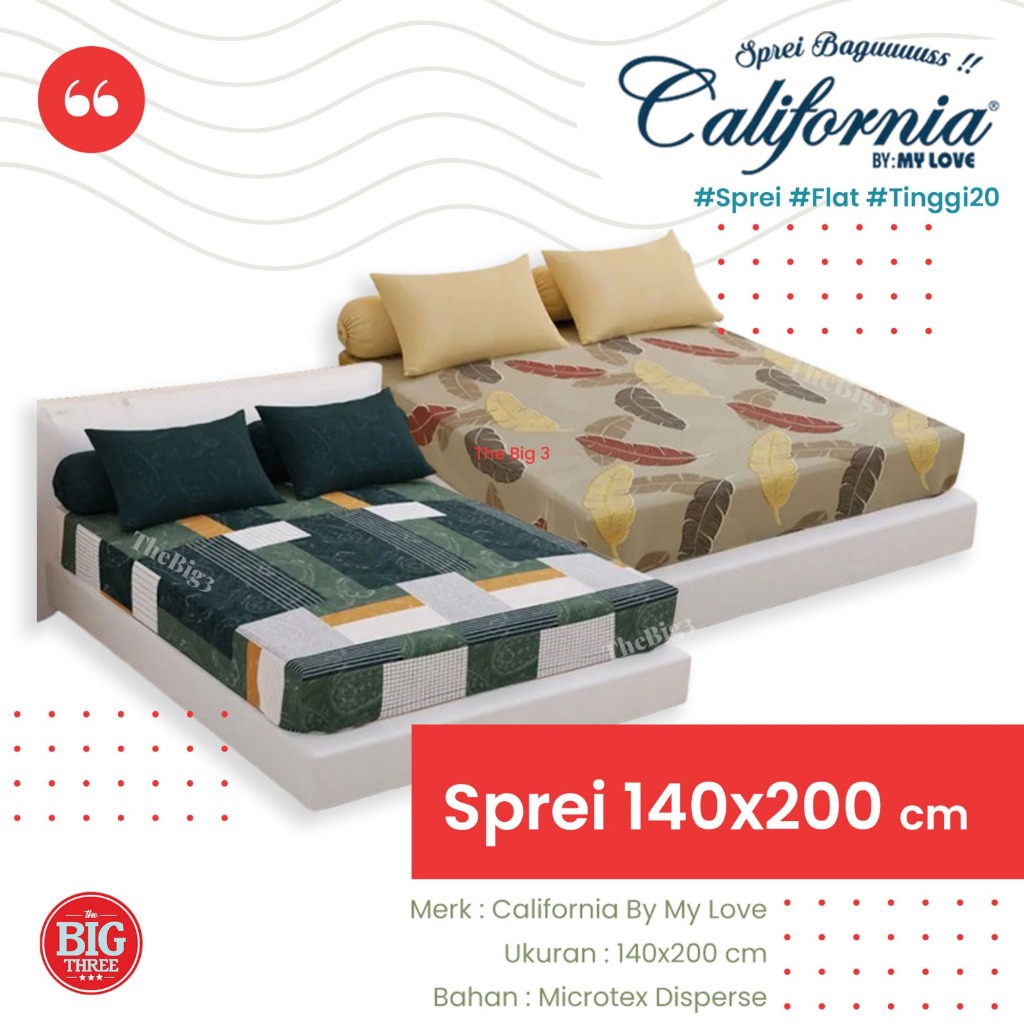 CALIFORNIA Sprei 140X200 Tinggi 20 Cm motif Ara Amy Marisa Amanda Novic Javas Diallo Cantika Valero 