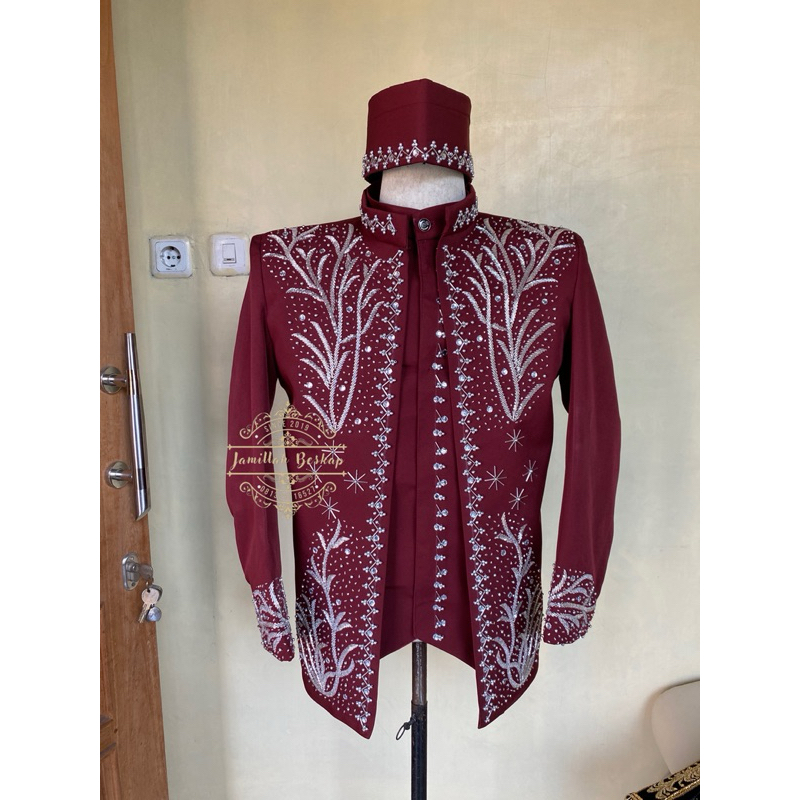 Beskap pengantin asraf || beskap asraf maroon || beskap maroon matte || Beskap sunda || Beskap asraf