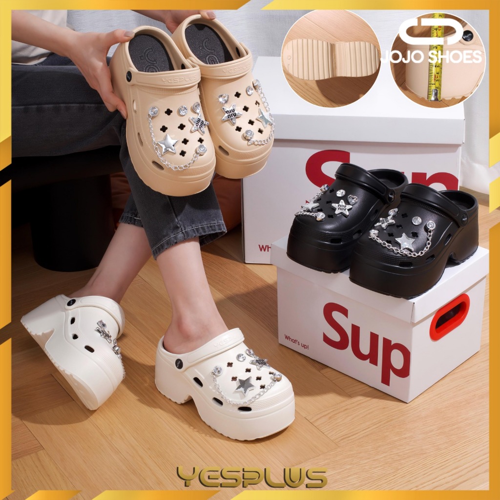 [JOJO SHOES] Sandal Baim EVA Rubber Wanita Sandal Fuji Tinggi 9 CM Jibbitz 3D Miumiu AntiSlip 8899-7