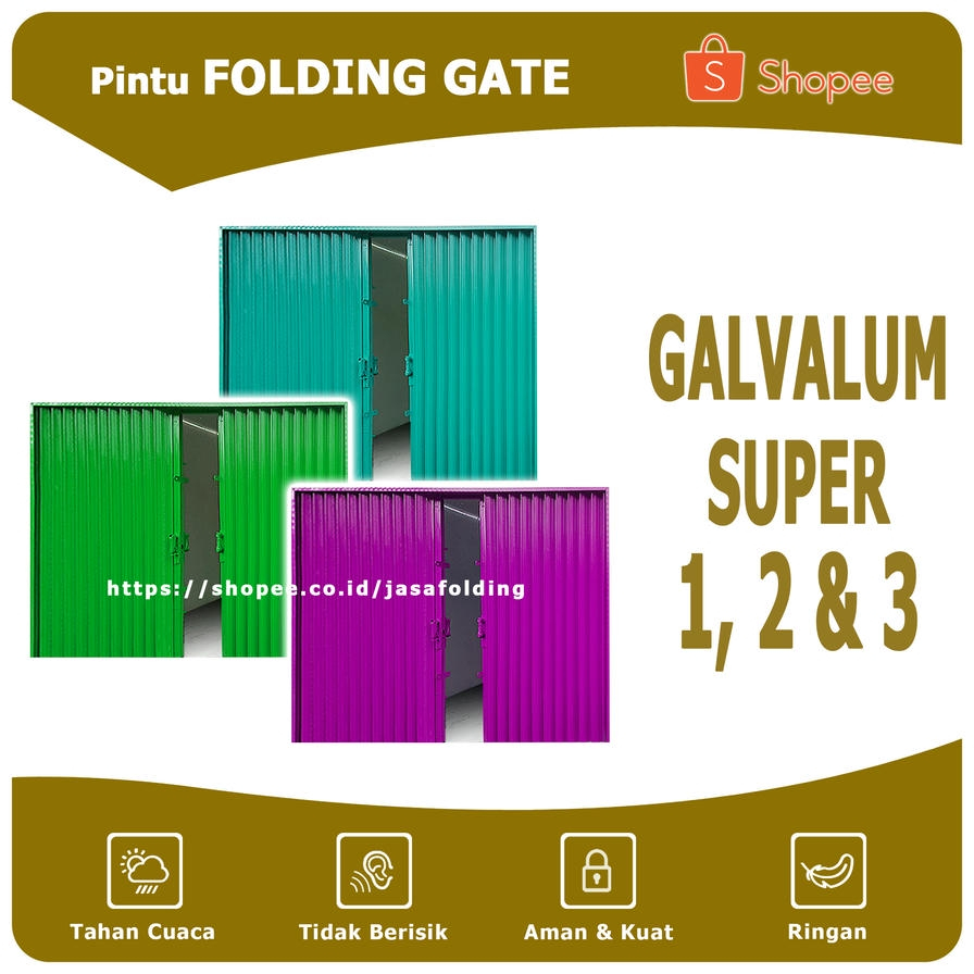 Galvalum Super - Pintu Folding Gate Rolling Door Harmonika Garasi Lipat Sliding